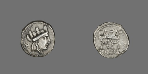 Denarius (Coin) Depicting the Goddess Cybele, 84 BCE.