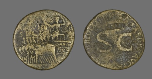 Sestertius (Coin) Depicting an Elephant Quadriga, 34-35.