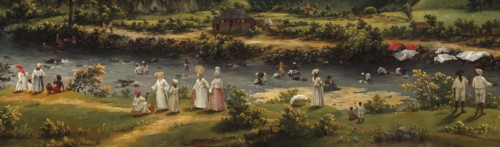 View on the River Roseau, Dominica, 1770/80. Detail from a larger artwork.