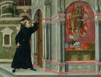 Saint Augustine's Vision of Saints Jerome and John the Baptist, 1476. Detail from a larger artwork.