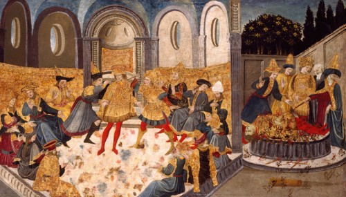 The Assassination and Funeral of Julius Caesar, 1455/60. Detail from a larger artwork.