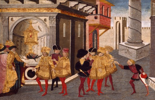 The Assassination and Funeral of Julius Caesar, 1455/60. Detail from a larger artwork.