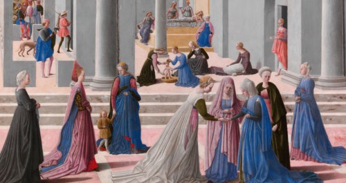 The Birth of the Virgin, 1467. Detail from a larger artwork.
