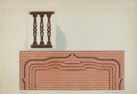 Steps Leading to Chancel Rail and Detail of Railing, San Luis Rey Mission Church, 1936.