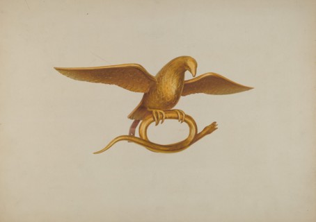 Ornamental Carving: Eagle and Snake, c. 1940.