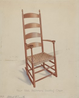 Shaker Rocking Chair, c. 1937. (Artist's note: Four slat Bethrens rocking chair).
