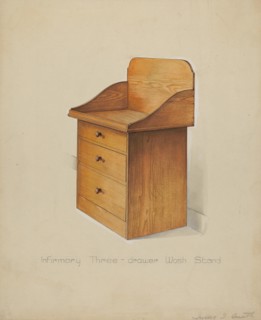 Shaker Wash Stand with Drawers, 1935/1942. (Artist notes: Infirmay three-drawer wash stand).