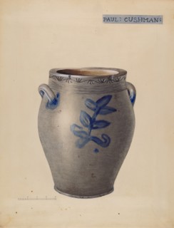 Crock, c. 1937.  (name on crock  Paul Cushman's)