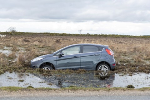 Ford Fiesta accident in New Forest, 2020.