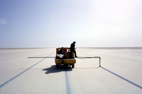 Marking the course for Bluebird CN7's World Land Speed record attempt, Lake Eyre, Australia, 1964. Creator: Unknown.