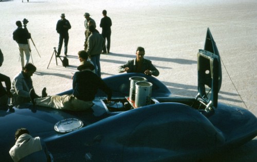 Mechanics working on Bluebird CN7 at lake Eyre for World Land speed record attempt, 1964. Creator: Unknown.