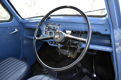 Steering wheel of a 1960 Austin A35 van. Creator: Unknown.