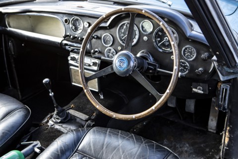 Interior of a 1961 Aston Martin DB4 GT SWB lightweight. Creator: Unknown.