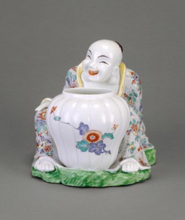 Seated Figure and Potpourri Vase, Chantilly, c. 1740. Creator: Chantilly Porcelain Manufactory.