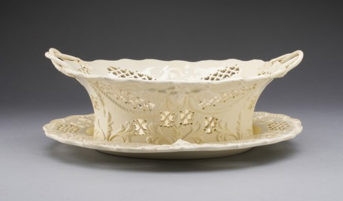 Fruit Basket and Stand, Yorkshire, 1780/1800. Creator: Leeds Pottery.
