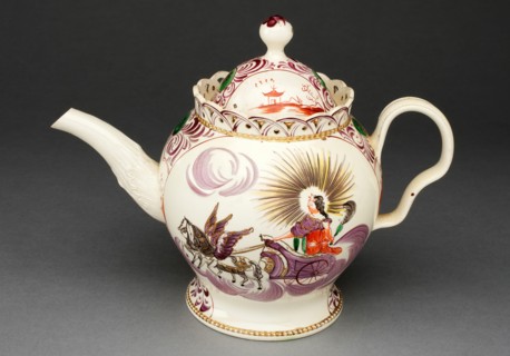 Teapot Depicting Aurora in a Chariot, Leeds, c. 1780. Creator: Unknown.