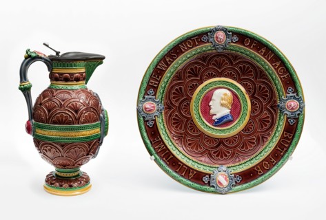 Shakespeare Ewer and Basin, England, Ewer: 1873, Basin: 1871. Creator: Minton.