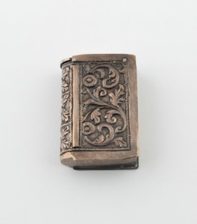 Book-Shaped Match Safe, England, c. 1880. Creator: Unknown.