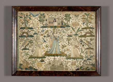 Picture Depicting Peace, Justice, and Plenty (Needlework), England, 17th century. Creator: Unknown.