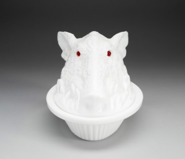 Covered Dish, 1888. Creator: Atterbury Glass Co..
