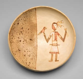 Bowl with a Figure Holding a Macaw, 1400/1625. Creator: Unknown.