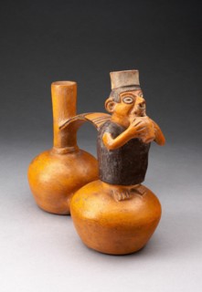 Double-Chambered Jar Depicting a Figure Holding a Cup or Flute, A.D. 500/800. Creator: Unknown.