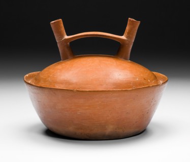 Double-Spouted Orangeware Bottle, 650/150 B.C. Creator: Unknown.