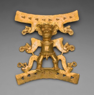 Pendant Depicting a Male Figure with Saurian Heads Emerging from Body, A.D. 1000/1550. Creator: Unknown.