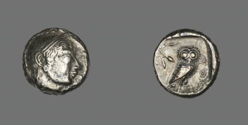 Tetradrachm (Coin) Depicting the Goddess Athena, 530-490 BCE. Creator: Unknown.