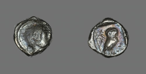 Tetradrachm (Coin) Depicting the Goddess Athena, before 490 BCE. Creator: Unknown.