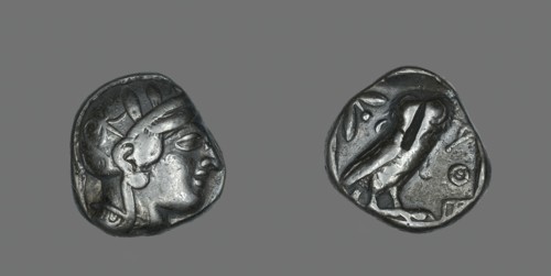 Tetradrachm (Coin) Depicting the Goddess Athena, 514-509 BCE. Creator: Unknown.