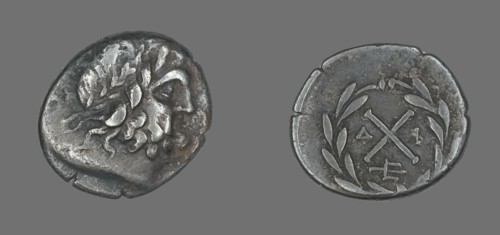 Hemidrachm (Coin) Depicting the God Zeus Amarios, before 222 BCE. Creator: Unknown.