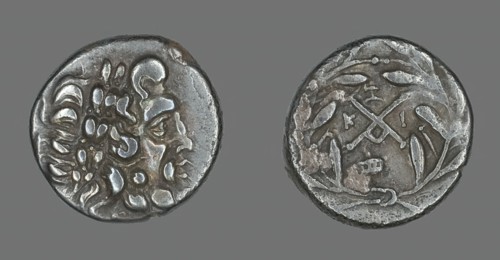 Hemidrachm (Coin) Depicting the God Zeus Amarios, 234-146 BCE. Creator: Unknown.