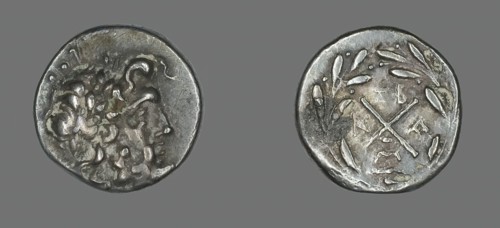Hemidrachm (Coin) Depicting the God Zeus Amarios, 191-146 BCE. Creator: Unknown.
