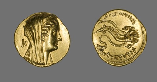Octadrachm (Coin) Portraying Arsinoe II, 261 BCE, Issued by Ptolemy II Reign of Arsinoe II..., 276-2 Creator: Unknown.