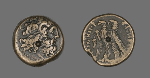 Coin Depicting the God Zeus, 117-111 BCE, issued by Ptolemy X (Soter II). Creator: Unknown.