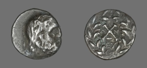 Hemidrachm (Coin) Depicting the God Zeus Amarios, 222-146 BCE. Creator: Unknown.