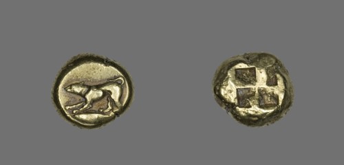 Stater (Coin) Depicting a Crouching Dog, 5th century BCE. Creator: Unknown.