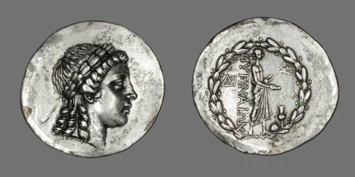 Tetradrachm (Coin) Depicting the God Apollo Gryneios, 189 BCE or later. Creator: Unknown.