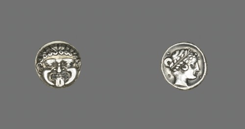 Drachm (Coin) Depicting the Gorgon Medusa, 411-356 BCE. Creator: Unknown.