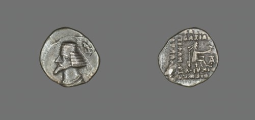 Drachm (Coin) Portraying King Phraate IV, 38-32 BCE. Creator: Unknown.