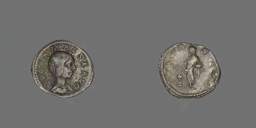 Denarius (Coin) Portraying Empress Julia Maesa, 218. Creator: Unknown.
