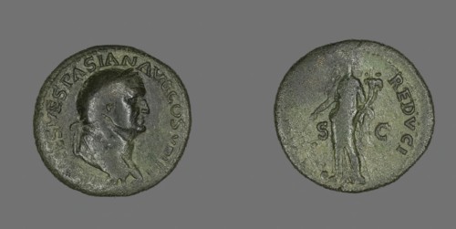 Dupondius (Coin) Portraying Emperor Vespasian, 77-78. Creator: Unknown.