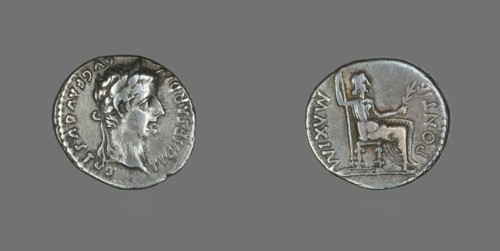 Denarius (Coin) Portraying Emperor Augustus, 14-37. Creator: Unknown.