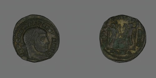 Follis (Coin) Portraying Emperor Maxentius, 309-312. Creator: Unknown.