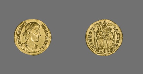 Solidus (Coin) Portraying Emperor Gratian, 375-378. Creator: Unknown.