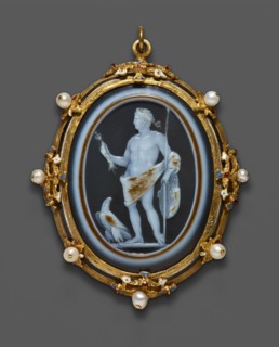 Cameo Portraying Emperor Claudius as Jupiter, Roman, 41-54 CE;  Italian mount, late 16th century. Creator: Unknown.