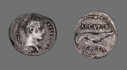 Denarius (Coin) Portraying Octavian, 28 BCE, issued by Octavian. Creator: Unknown.