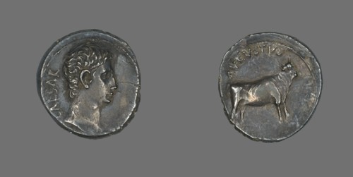 Denarius (Coin) Portraying Emperor Augustus, 21-20 BCE. Creator: Unknown.