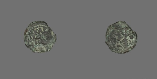 Coin Depicting a Stalk of Grain, Procurator M. Ambibulus (reign of Augustus) 9-10 or 10-11 CE. Creator: Unknown.